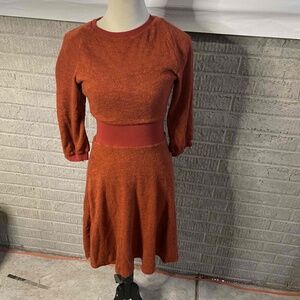 Mia JOY Orange Long Sleeve Crew Neck‎ Sweater Dress Size Small